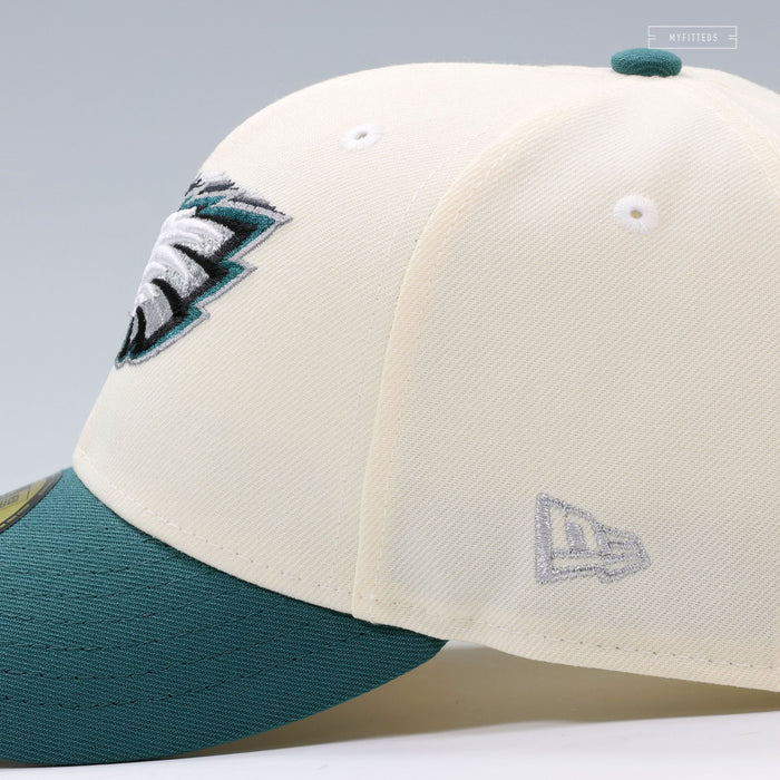 PHILADELPHIA EAGLES CASCADING OFF WHITE BY IBEDADOC NEW ERA FITTED CAP