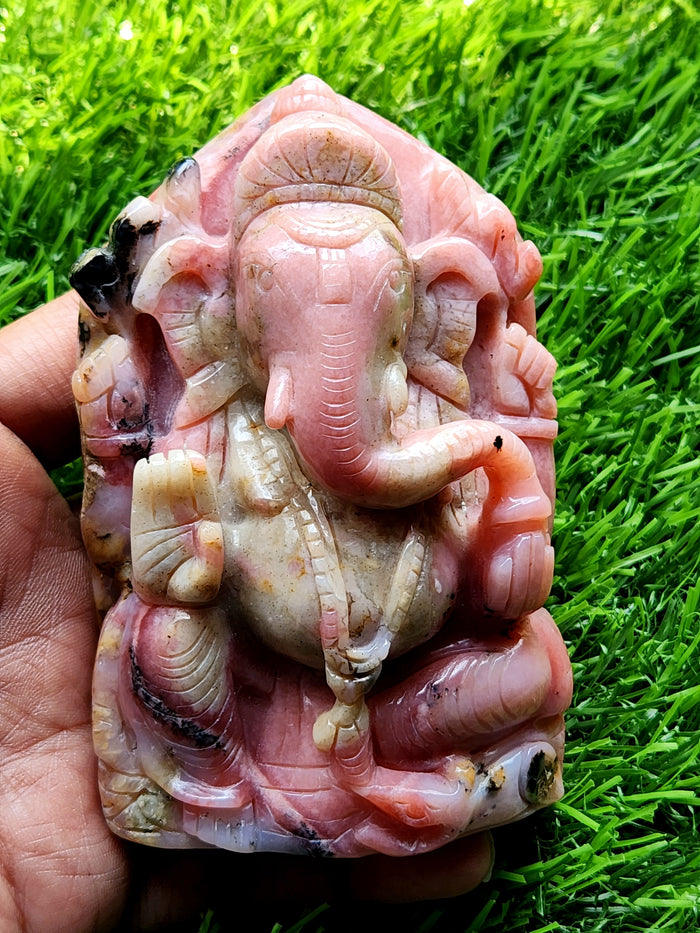 Pink Opal Ganesh: Merging Beauty and Spirituality | Crystal Healing | Home decor | Reiki | Lord Ganesha Idol