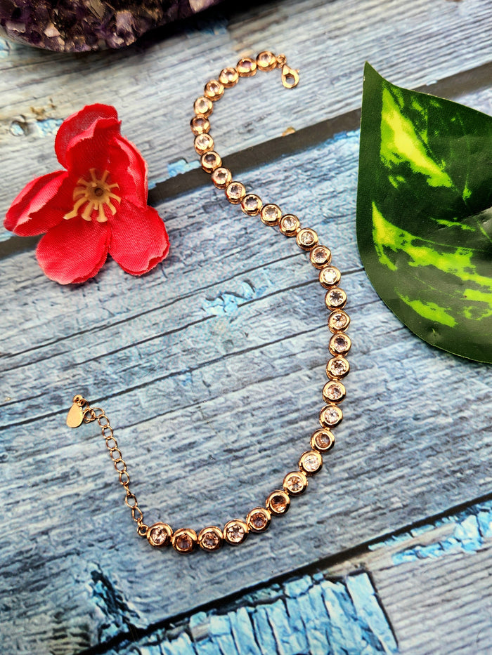 Pink Tourmaline Bracelet in 925 Silver with Pink Gold Rhodium Plating - A Symphony of Elegance and Grace