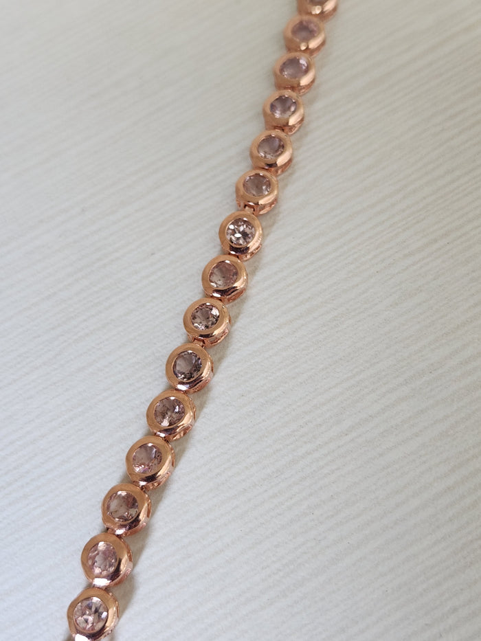 Pink Tourmaline Bracelet in 925 Silver with Pink Gold Rhodium Plating - A Symphony of Elegance and Grace
