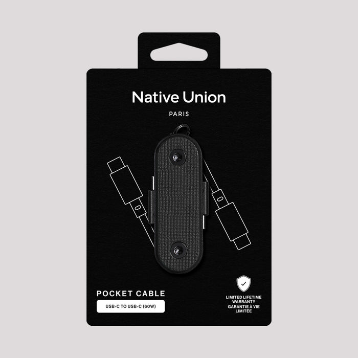 Native Union pocket cable packaging on a gray background