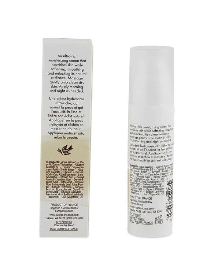 Back of de la Terre fragrance-free face cream bottle for sensitive skin