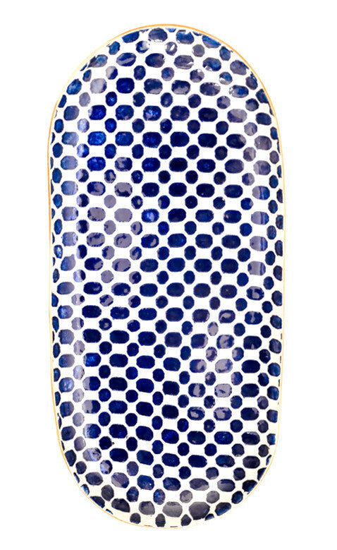 Pressed Lace Bread Tray in Mixed Dot / Cobalt - LEIF