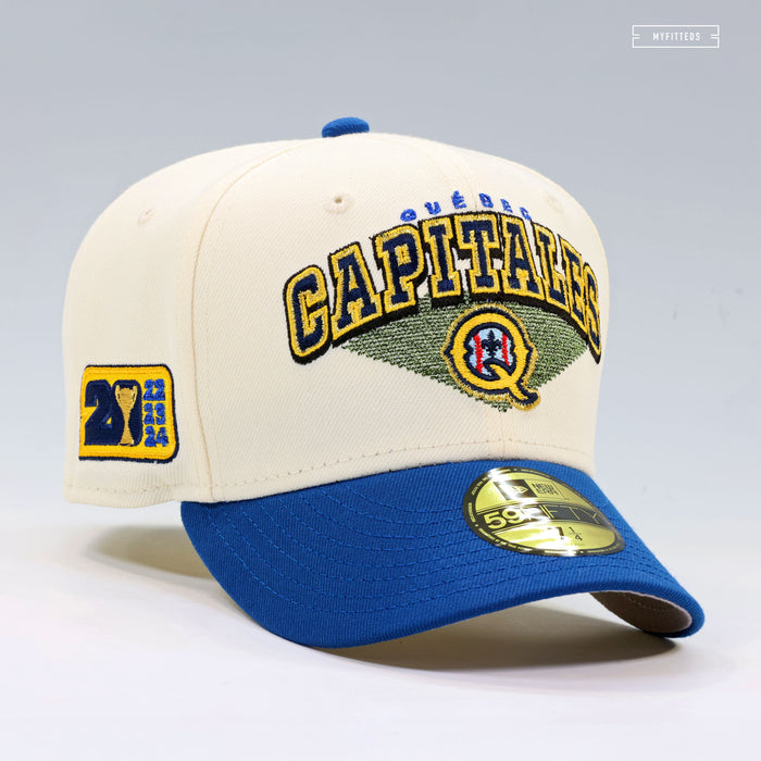 QUÉBEC CAPITALES 2017, 2020, 2022-2024 FRONTIER LEAGUE CHAMPIONS OFF WHITE NEW ERA CAP