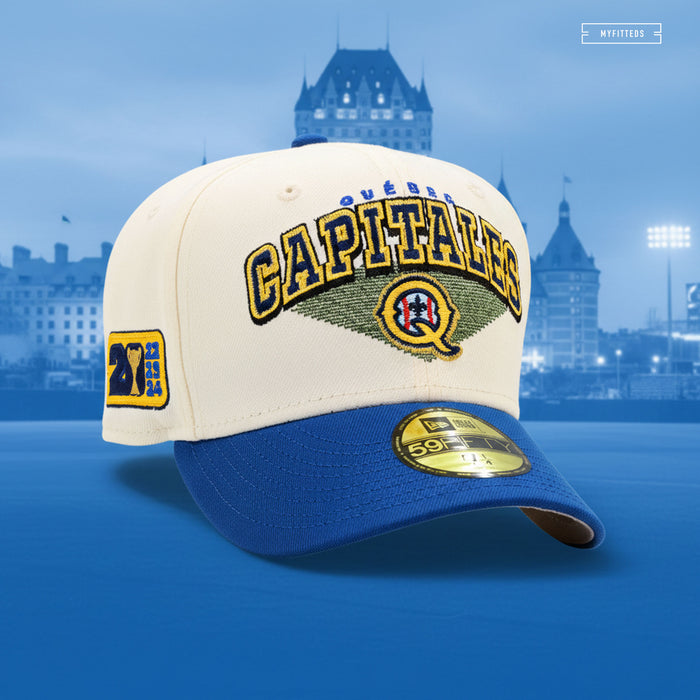 QUÉBEC CAPITALES 2017, 2020, 2022-2024 FRONTIER LEAGUE CHAMPIONS OFF WHITE NEW ERA CAP