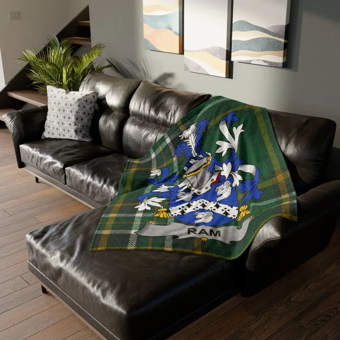 Personalized Ram Family Crest Blanket Custom Gift