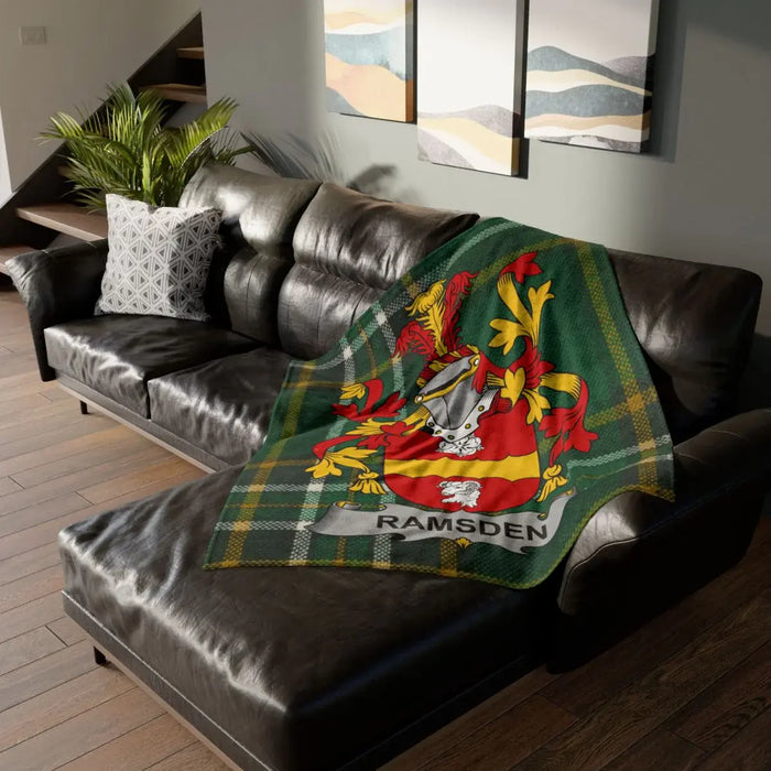 Ramsden Family Crest Tartan Plaid Blanket