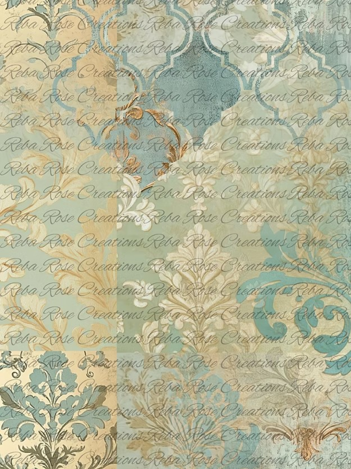 Rococo Romance Pattern Rice Paper by Reba Rose Creations