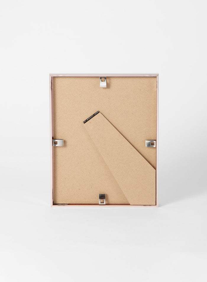 Scandinavian rose gold aluminum metal frame by Opposite Wall - Back of the frame and metal fasteners