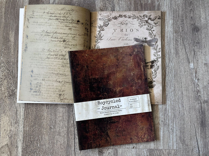 Roycyced Journal showing cover of journal plus journal with view of interior pages