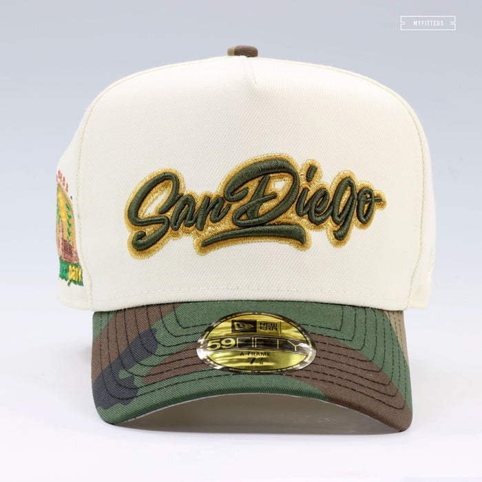SAN DIEGO PADRES PETCO PARK 10TH ANNIVERSARY "OFF WHITE" A-FRAME 59FIFTY NEW ERA CAP