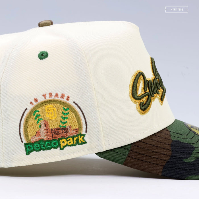 SAN DIEGO PADRES PETCO PARK 10TH ANNIVERSARY "OFF WHITE" A-FRAME 59FIFTY NEW ERA CAP