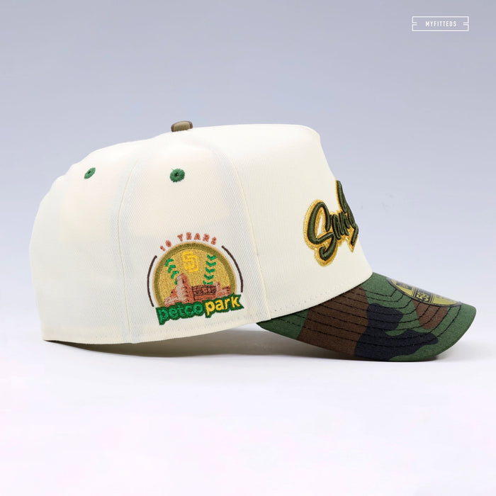 SAN DIEGO PADRES PETCO PARK 10TH ANNIVERSARY "OFF WHITE" A-FRAME 59FIFTY NEW ERA CAP