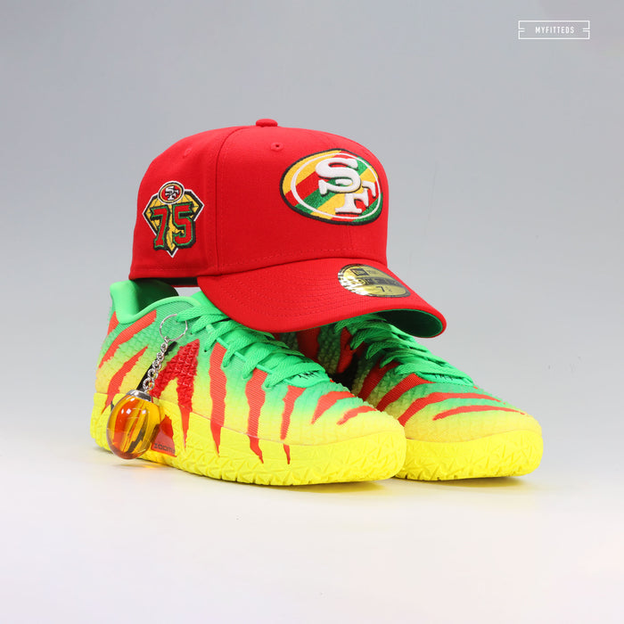 SAN FRANCISCO 49ERS 75TH ANNIVERSARY FRUIT STRIPE GUM INSPIRED NEW ERA FITTED CAP