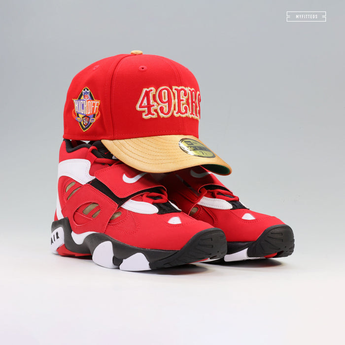 SAN FRANCISCO 49ERS NFL KICKOFF 1994 RADIANT RED GOLDEN METALLIC NEW ERA FITTED CAP