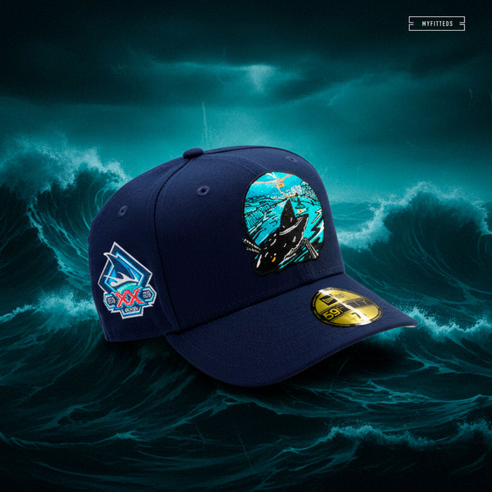 SAN JOSE SHARKS 20 YEARS JEFF MCMILLAN TROUBLED OPEN WATER NEW ERA FITTED CAP