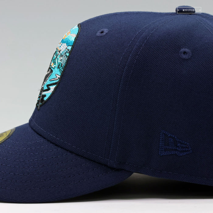 SAN JOSE SHARKS 20 YEARS JEFF MCMILLAN TROUBLED OPEN WATER NEW ERA FITTED CAP