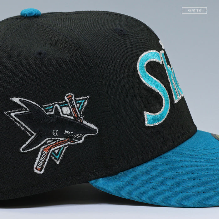 SAN JOSE SHARKS 90'S VINTAGE RETRO SCRIPT NHL NEW ERA FITTED CAP