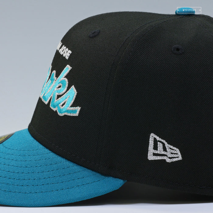 SAN JOSE SHARKS 90'S VINTAGE RETRO SCRIPT NHL NEW ERA FITTED CAP