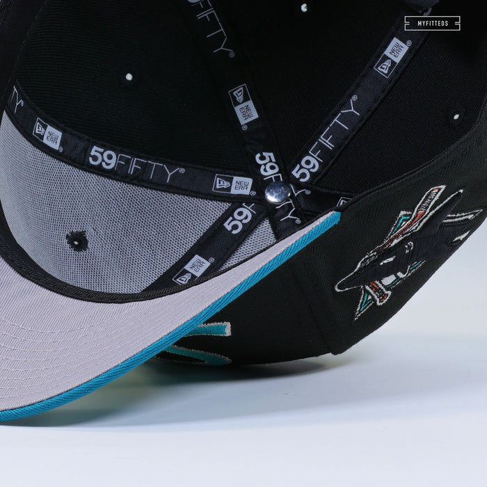 SAN JOSE SHARKS 90'S VINTAGE RETRO SCRIPT NHL NEW ERA FITTED CAP