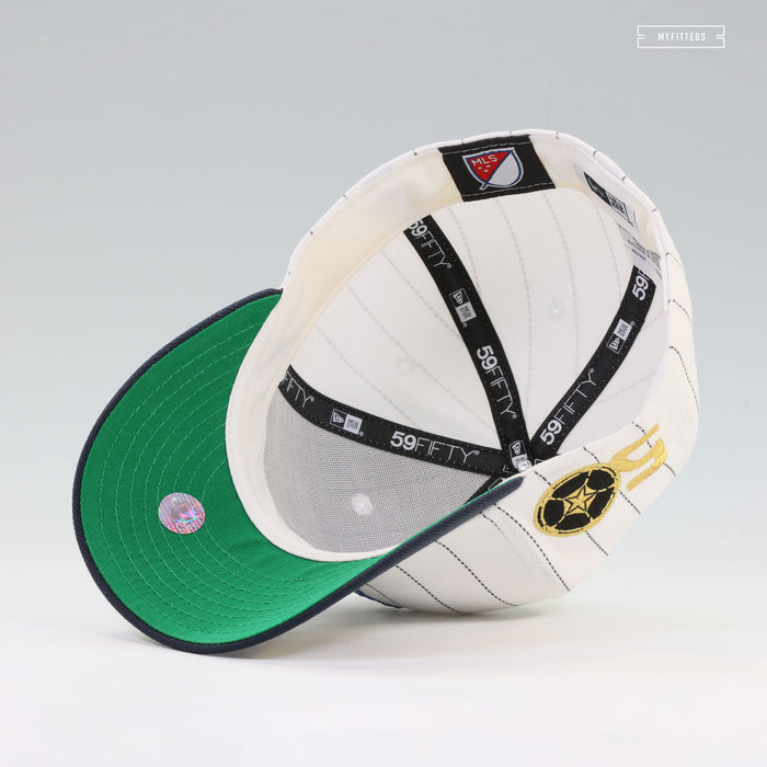 SEATTLE SOUNDERS 1983 JERSEY INSPIRED STILL KICKIN' It PINSTRIPES NEW ERA FITTED CAP