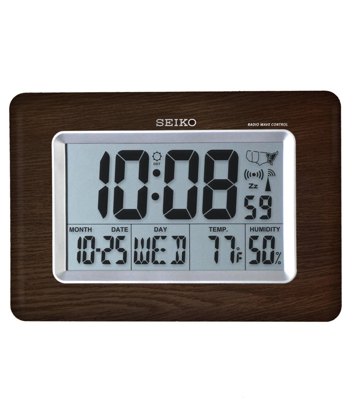 Seiko Everything Digital R Wave Clock w/Temp & Humidity | 10.25"x6.75"