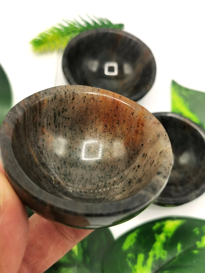 Set of 3 beautiful Blue Aventurine hand carved round bowls - 2 inches diameter and total weight 120 gms (0.26 lb) - THREE BOWLS - Shwasam