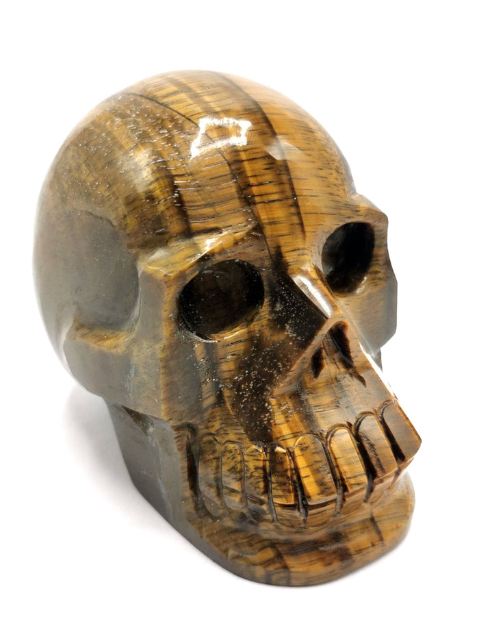 Skull in natural tiger eye stone - reiki/chakra/healing - crystal crafts - weight 434 gm (0.95 lb) and 3 inches - Shwasam