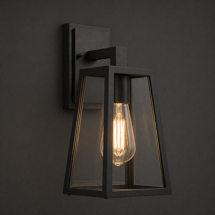 Sleek Black Geometric Outdoor Wall Lantern