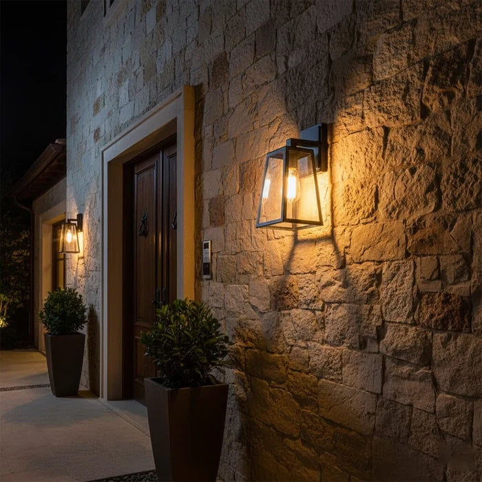 Sleek Black Geometric Outdoor Wall Lantern