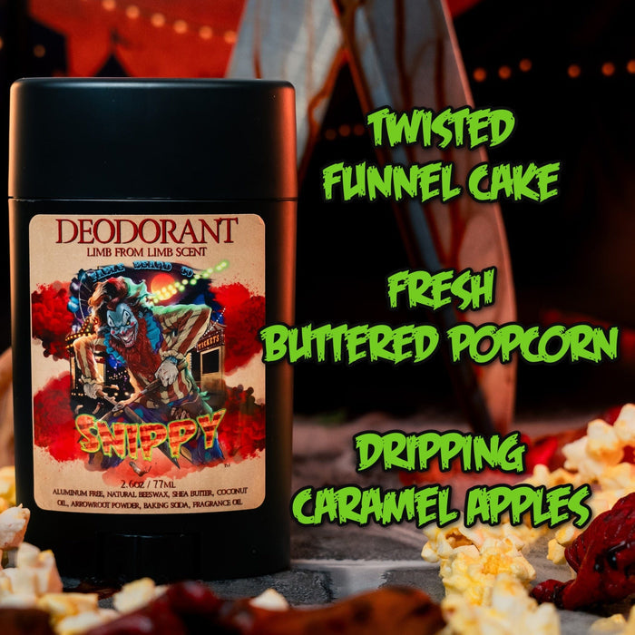 Snippy - Deodorant - Twisted Funnel Cake, Fresh Buttered Popcorn, Dripping Caramel Apples