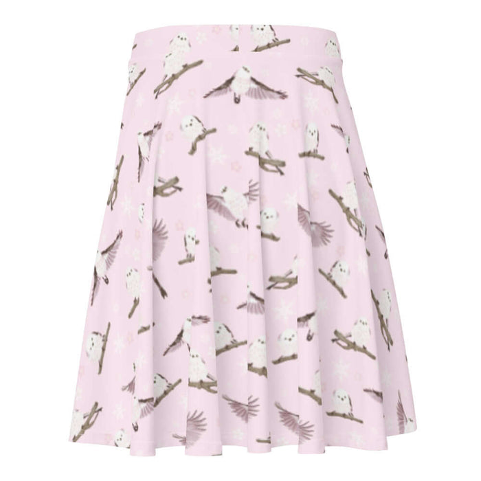 Snow Bird kawaii skater skirt in soft pastels with pink-cheeked enagas and crystalline snowflakes