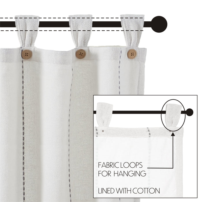 Stitched Burlap White Short Panel Curtains-Lange General Store