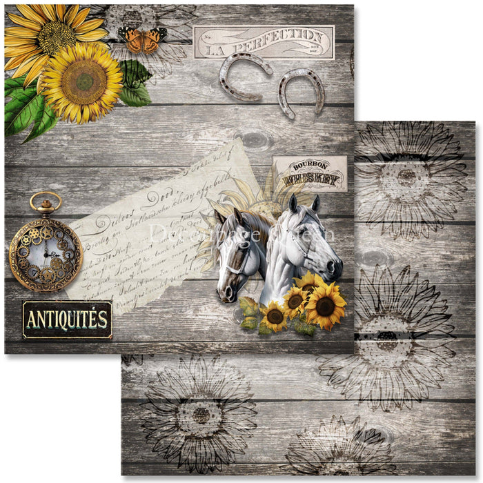 Sunflower Ephemera Scrapbook Set by Decoupage Queen, 12" x 12" 3
