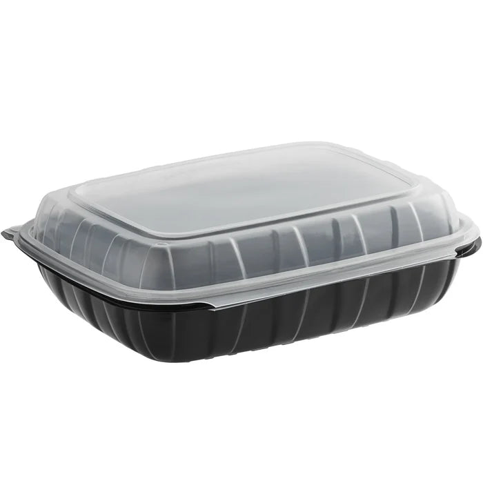 TAKE-OUT/ Container, Black, 73 oz, with lid, 100/cs-Food Service