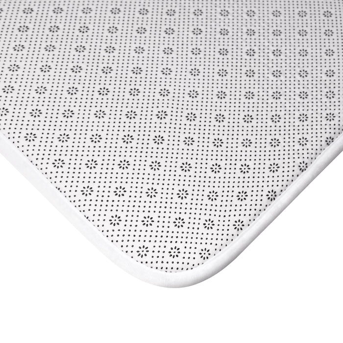 The Top Vocalist Shower Red Bath Mat: white, red rectangular mat, minimal typography style