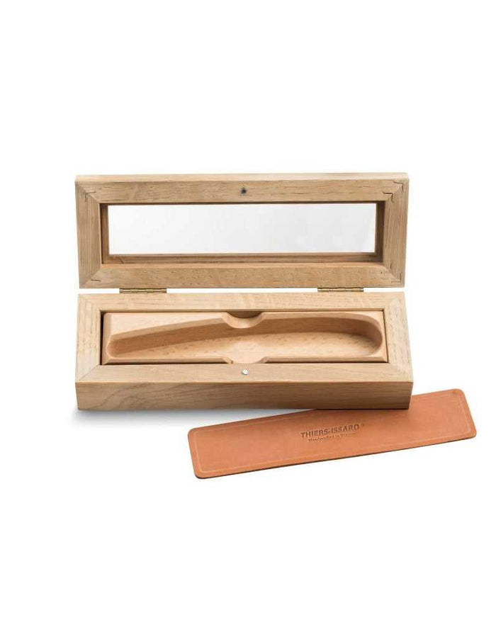 Wooden box for straight razor with mirror