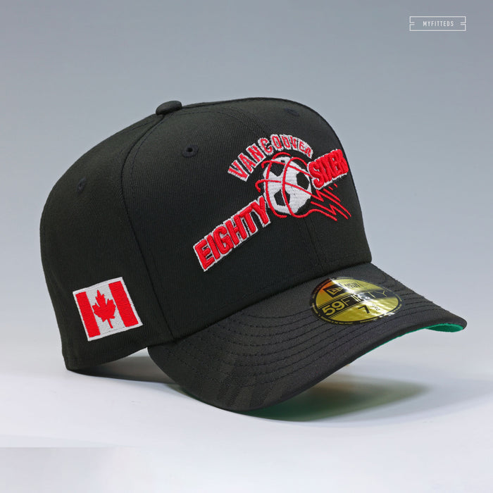 VANCOUVER EIGHTY SIXERS RETRO MLS JET BLACK RADIANT RED NEW ERA FITTED CAP