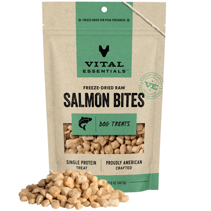 Vital Essentials Freeze Dried Raw Salmon Bites Dog Treats