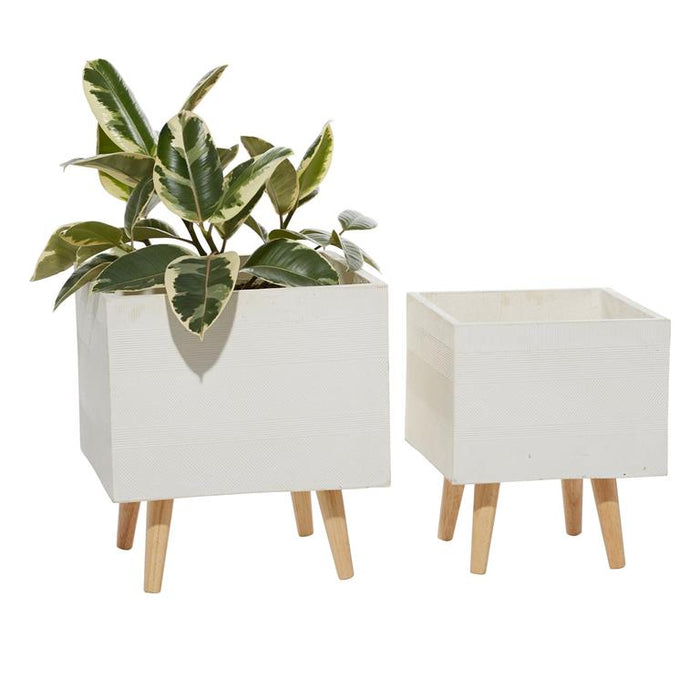WHITE CERAMIC CONTEMPORARY PLANTER