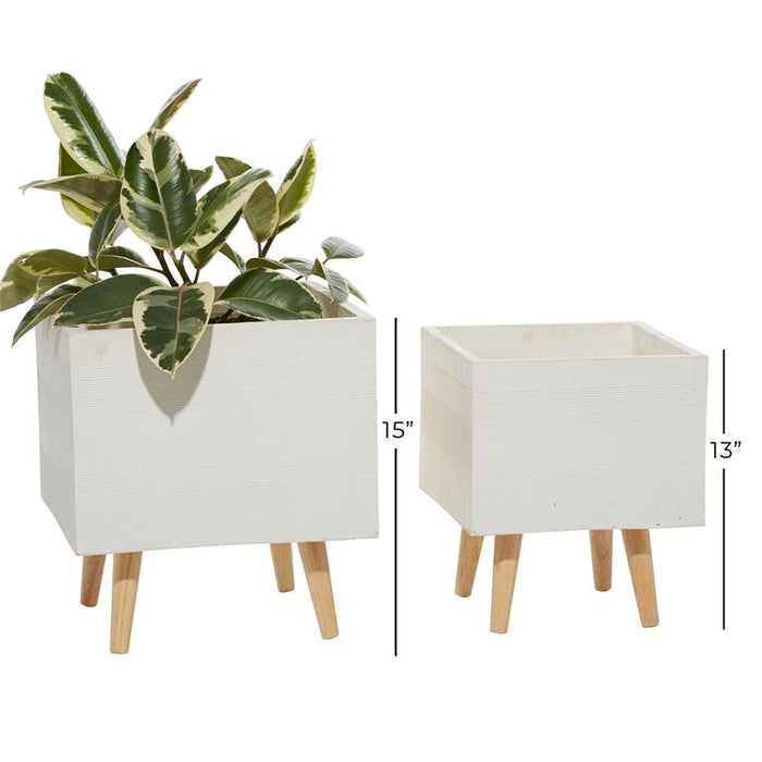WHITE CERAMIC CONTEMPORARY PLANTER