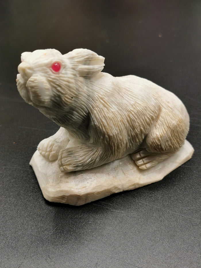 White Jade Stone carving of rabbit - spirit animal - home decor gemstone carving - Shwasam