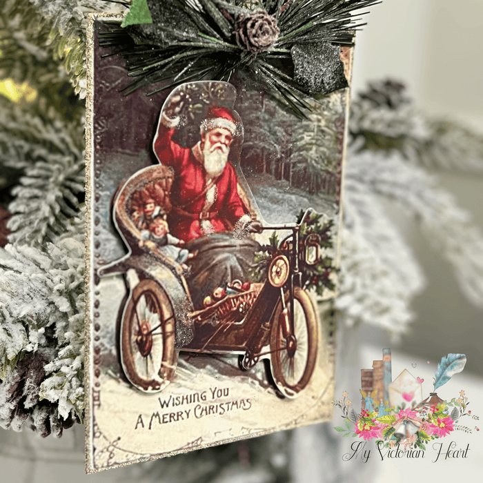 Wishing You a Merry Christmas Victorian Santa Postcard Ornament
