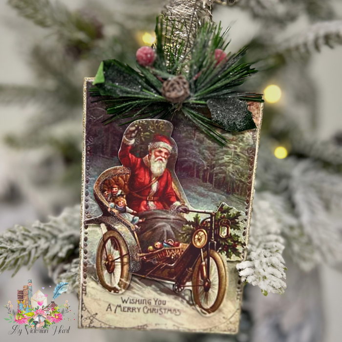 Wishing You a Merry Christmas Victorian Santa Postcard Ornament