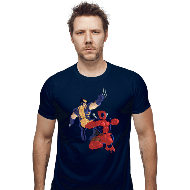 Secret_Shirts Fitted Shirts, Mens / Small / Navy Wolverine & Deadpool